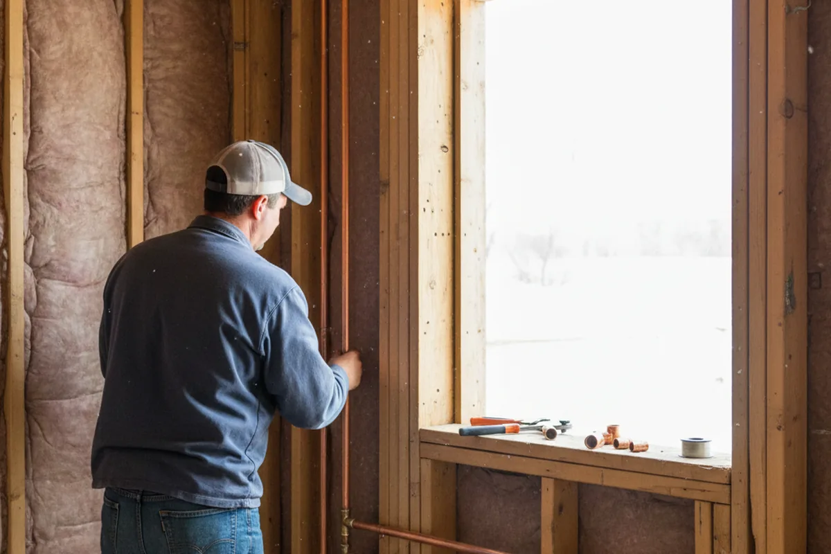 Licensed plumber running new copper supply lines in a Riverview home
